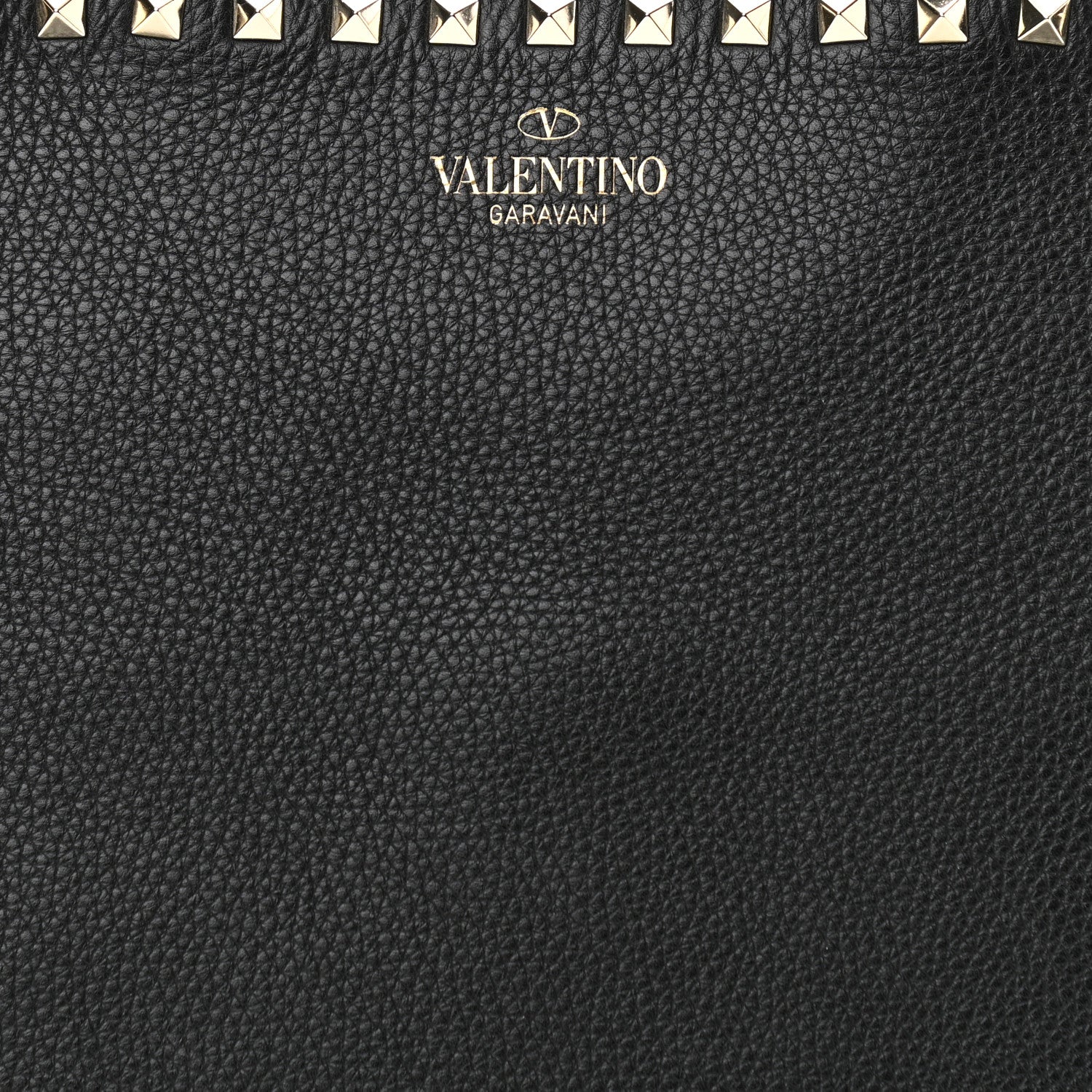 Valentino Garavani Grained Calfskin Rockstud Shoulder Tote Black 7 of 9