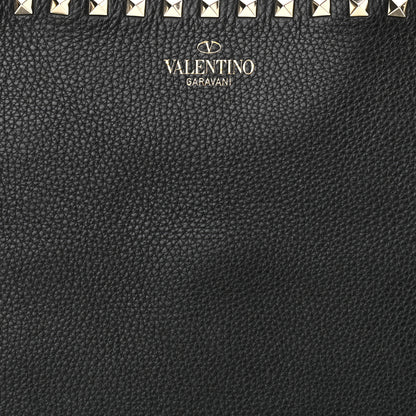 Valentino Garavani Grained Calfskin Rockstud Shoulder Tote Black 7 of 9