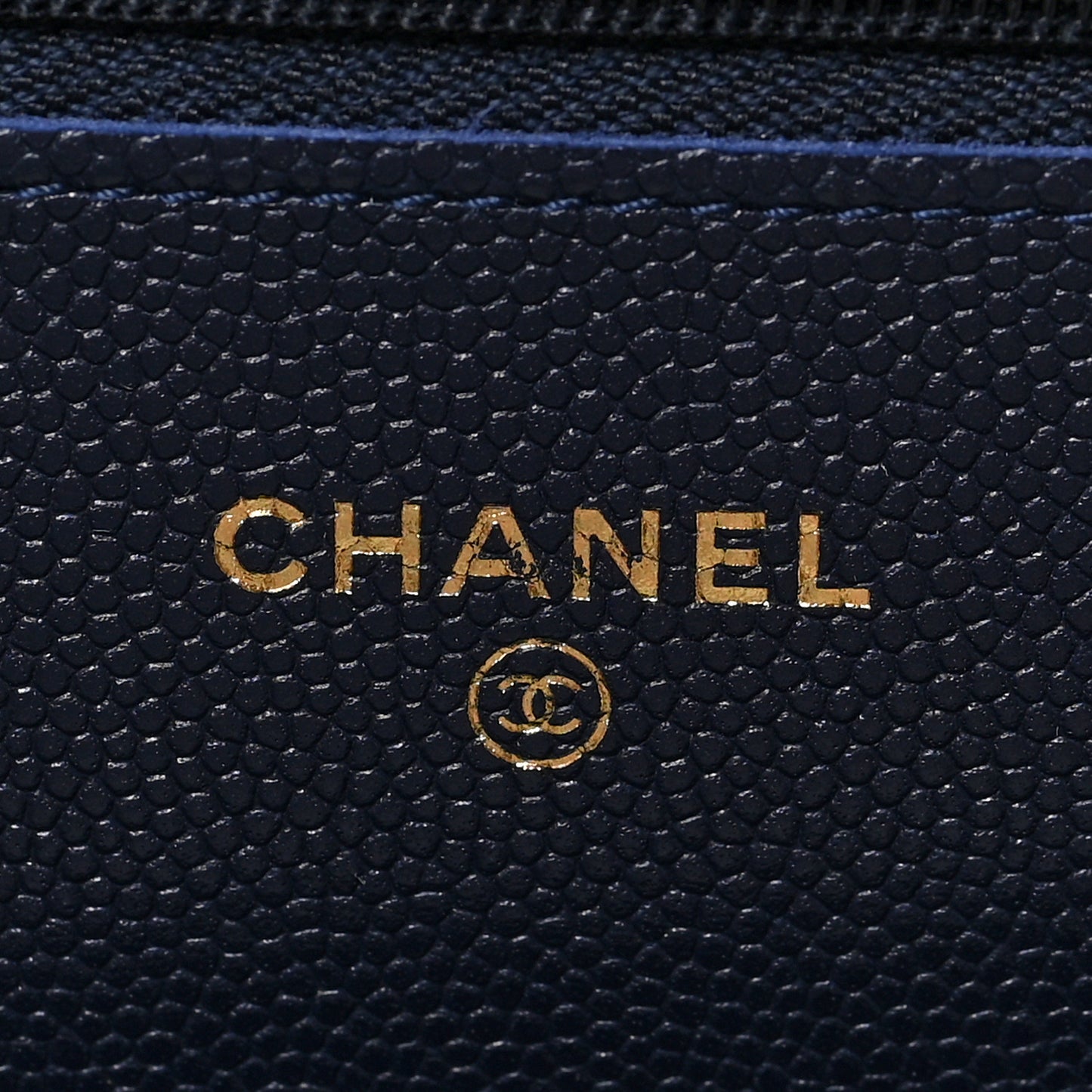 Caviar Quilted Wallet on Chain WOC Navy Blue