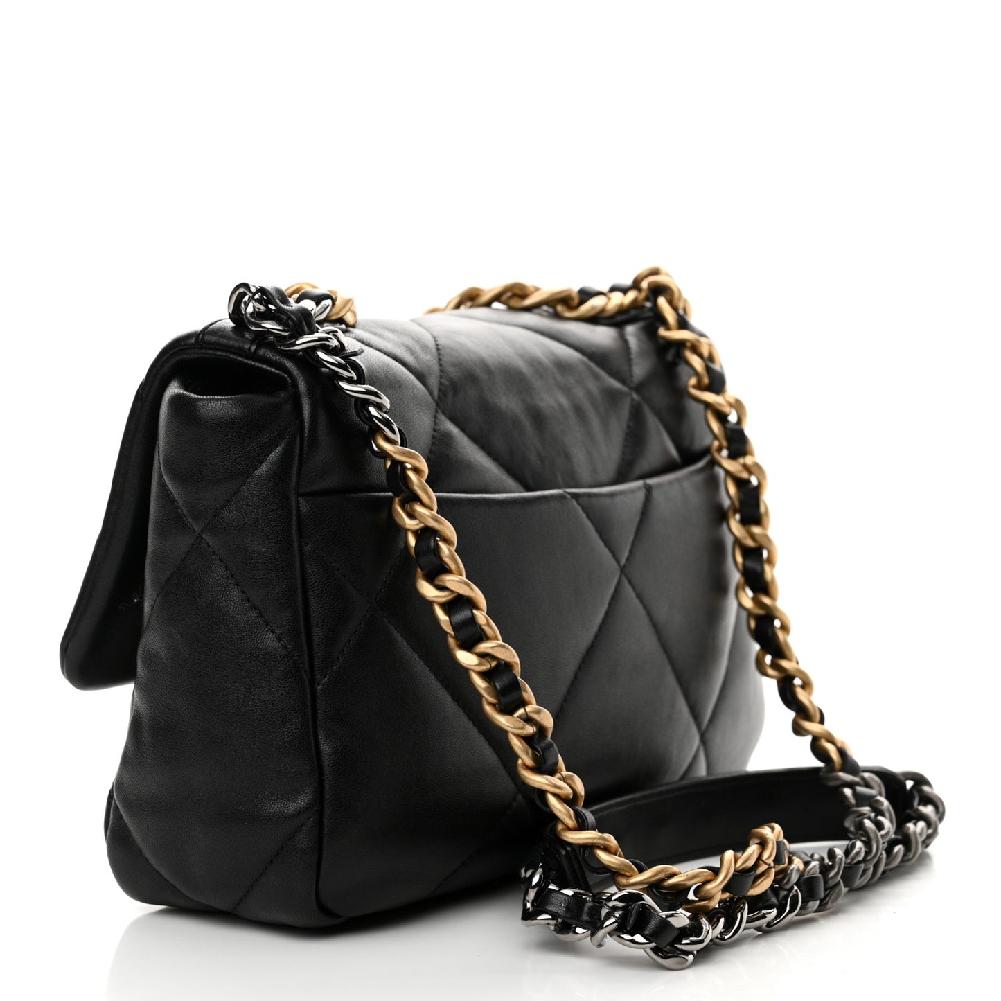 Lambskin Quilted Medium Chanel 19 Flap Black