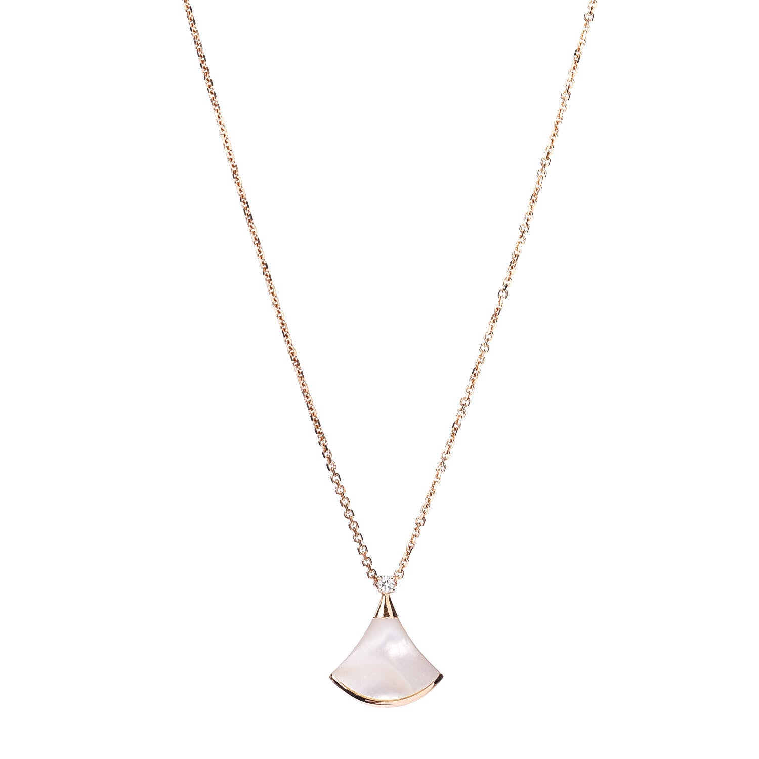 Bulgari 18K Rose Gold Diamond Mother of Pearl Small Divas' Dream Pendant Necklace 1 of 5