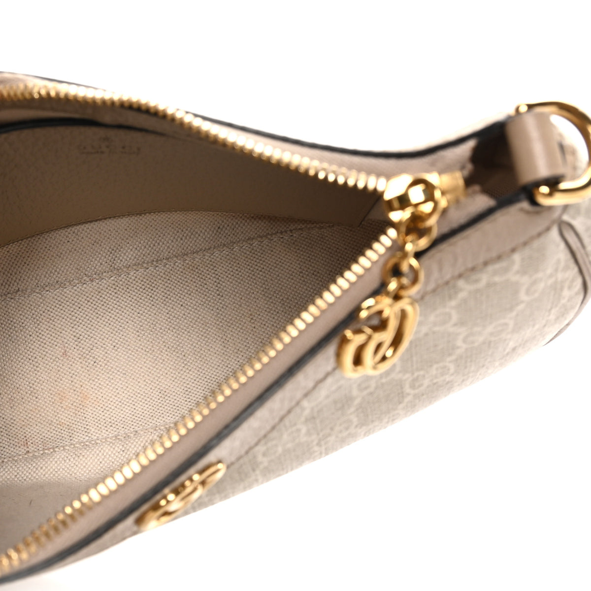 GG Supreme Monogram Textured Dollar Calfskin Web Small Ophidia GG Handbag Beige Mystic White Oatmeal