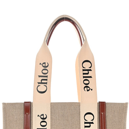 Chloe Cotton Calfskin Medium Woody Ribbon Tote White Brown 8 of 10