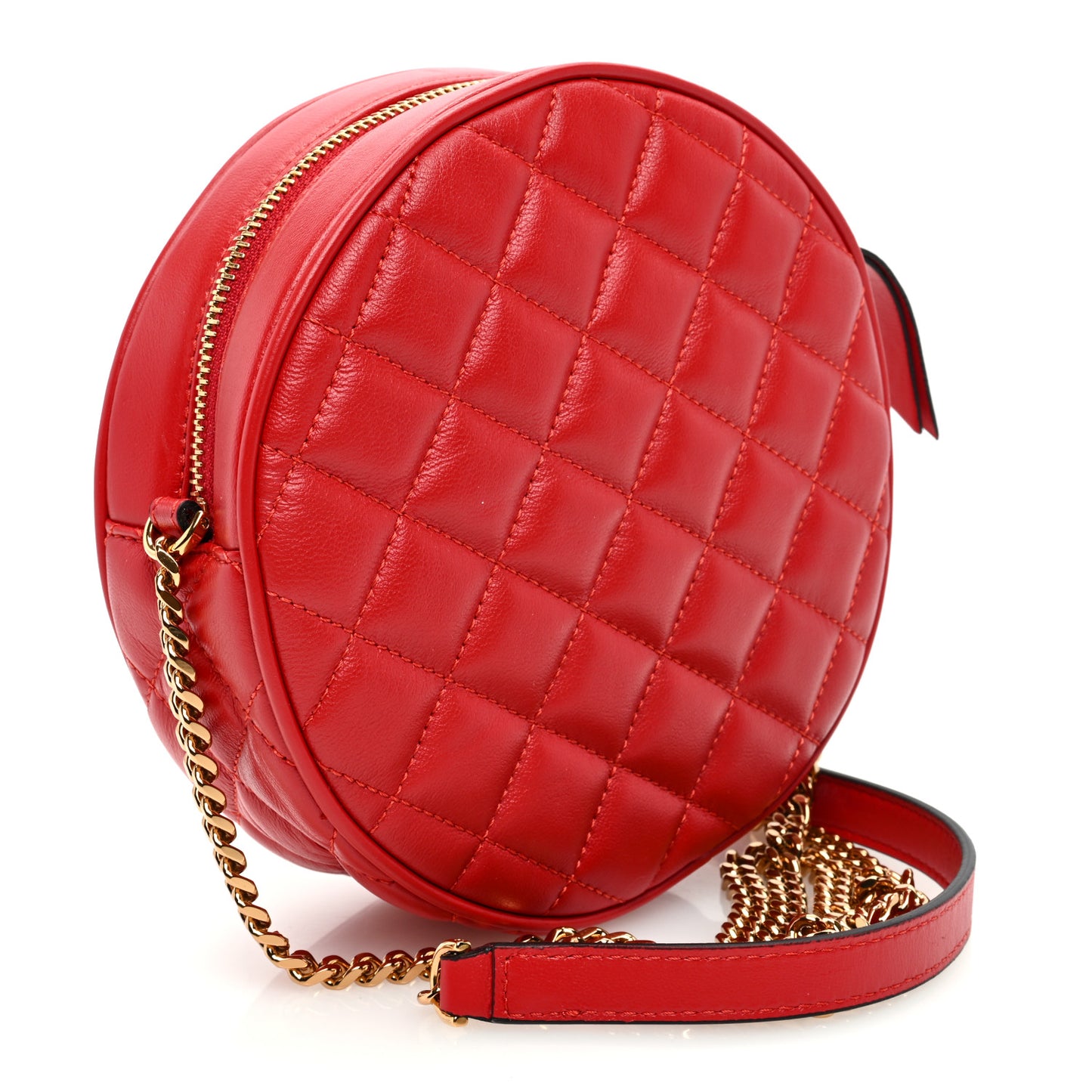Nappa Quilted La Medusa Round Camera Bag Red