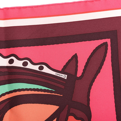 Hermes Silk Gavroche Robe Du Soir Pop DJ Scarf 45 Rose Indien Rouge Vert 4 of 5