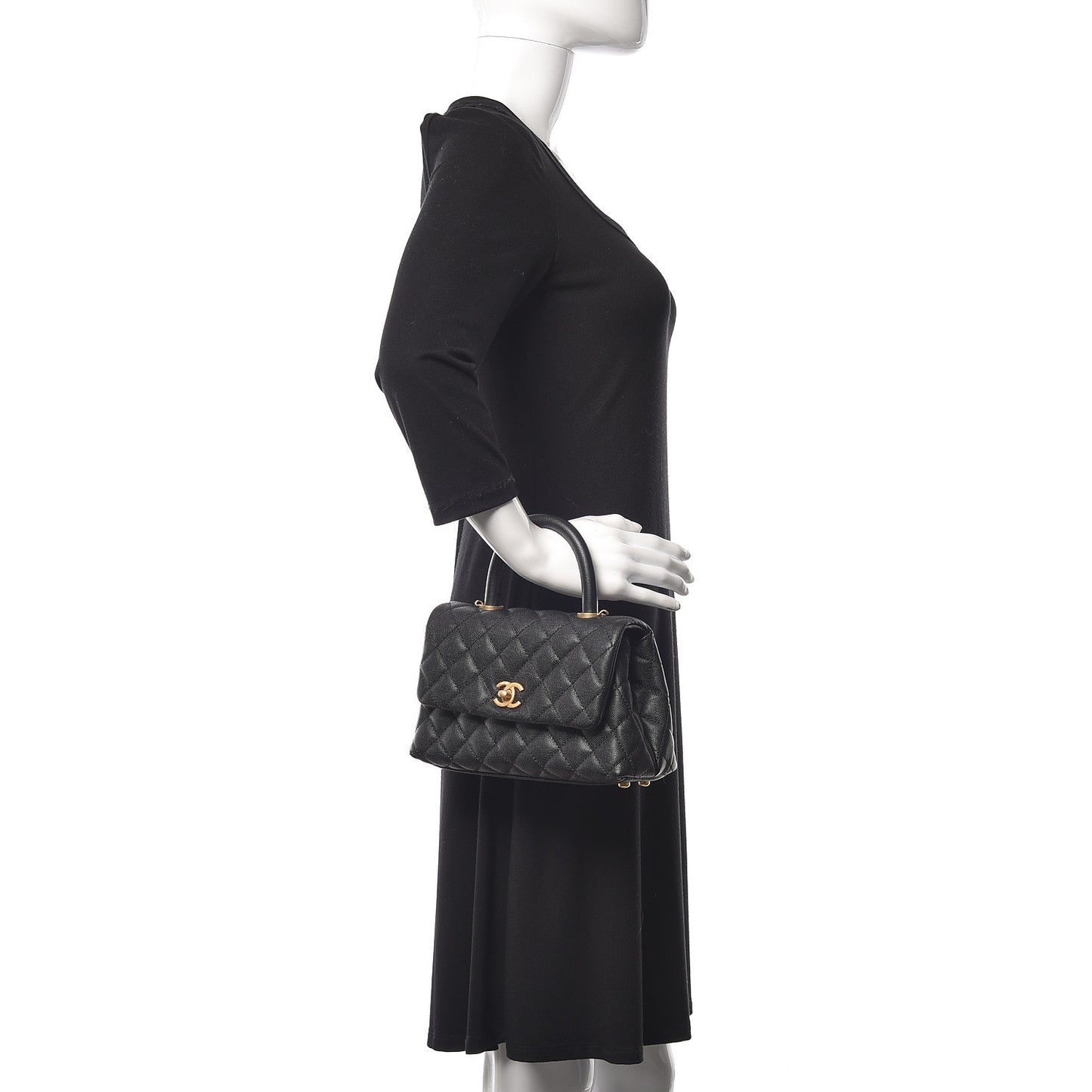 Caviar Quilted Mini Coco Handle Flap Black