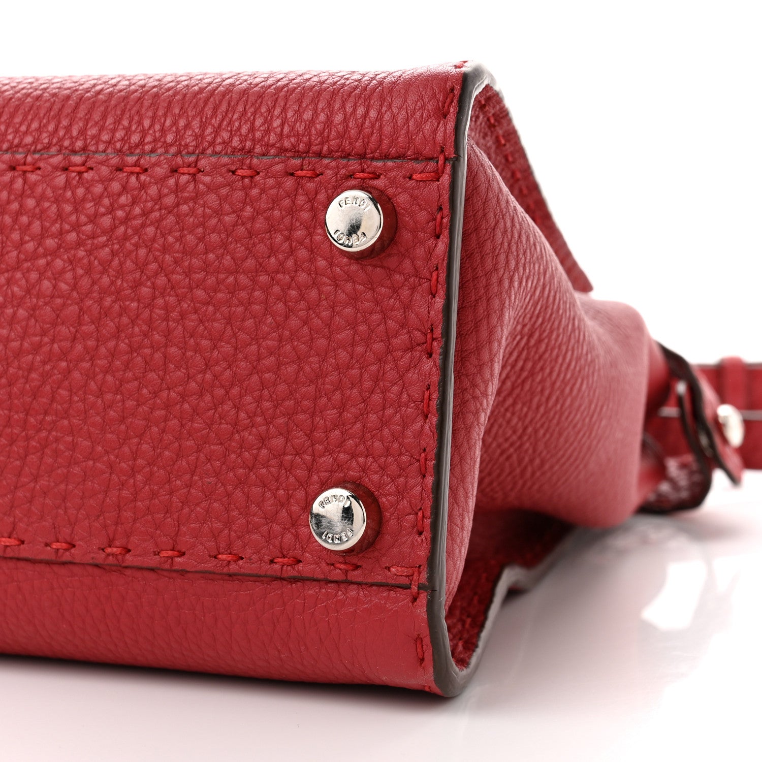 Fendi Cuoio Romano Selleria Bi-Color Medium Peekaboo Iconic Satchel Rosso Latte 9 of 9