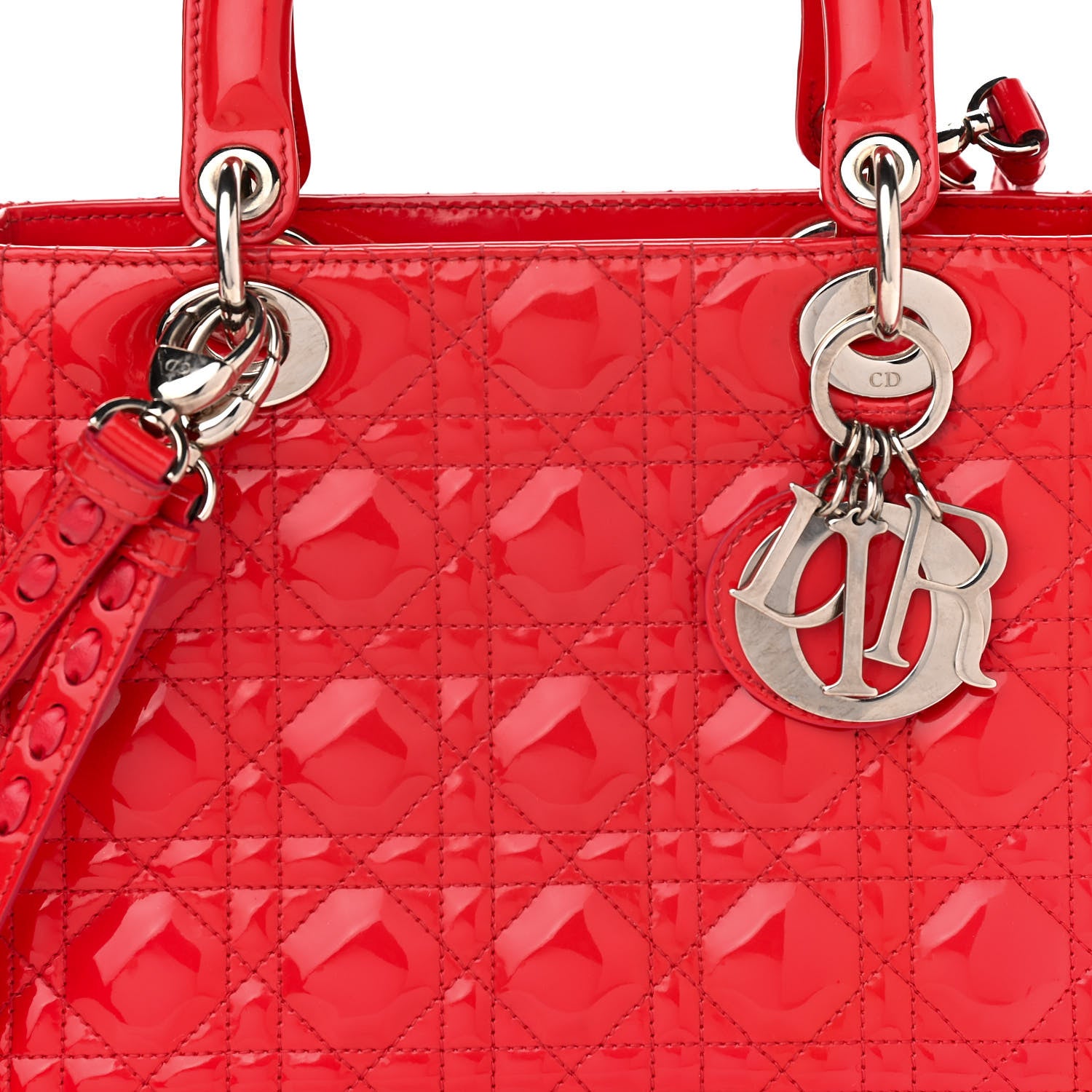 Christian Dior Patent Cannage Medium Lady Dior Red 7 of 15