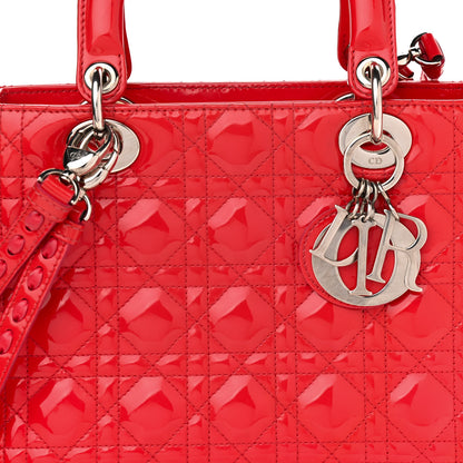 Christian Dior Patent Cannage Medium Lady Dior Red 7 of 15