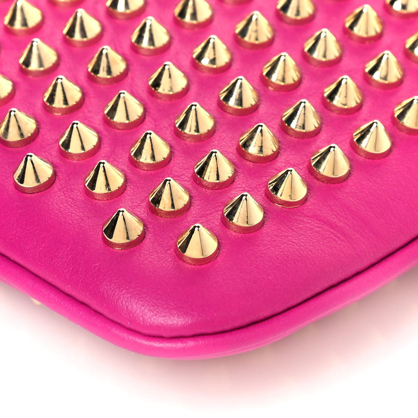Calfskin Studded Loubiposh Chain Clutch Rose Indien Gold