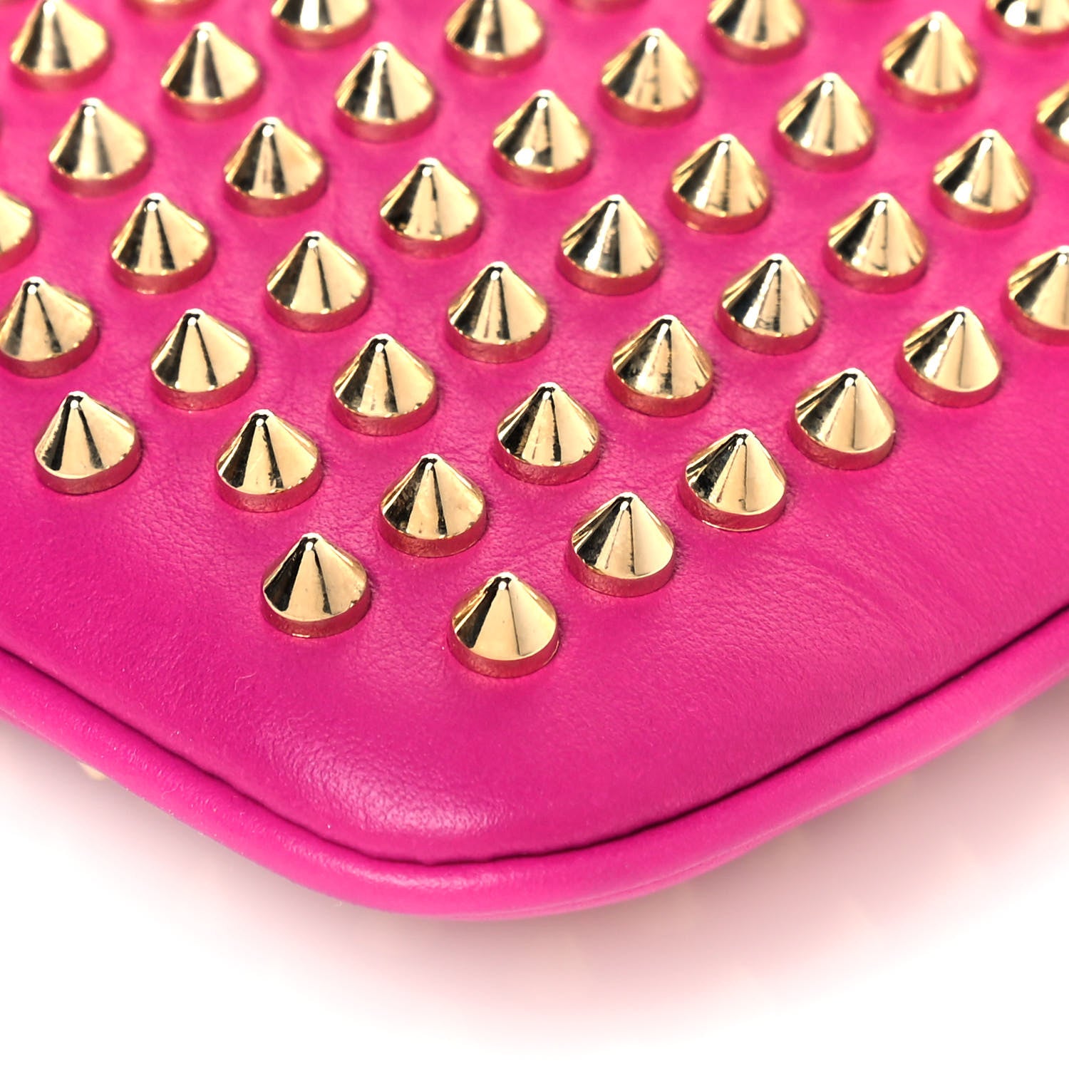 Christian Louboutin Calfskin Studded Loubiposh Chain Clutch Rose Indien Gold 8 of 11