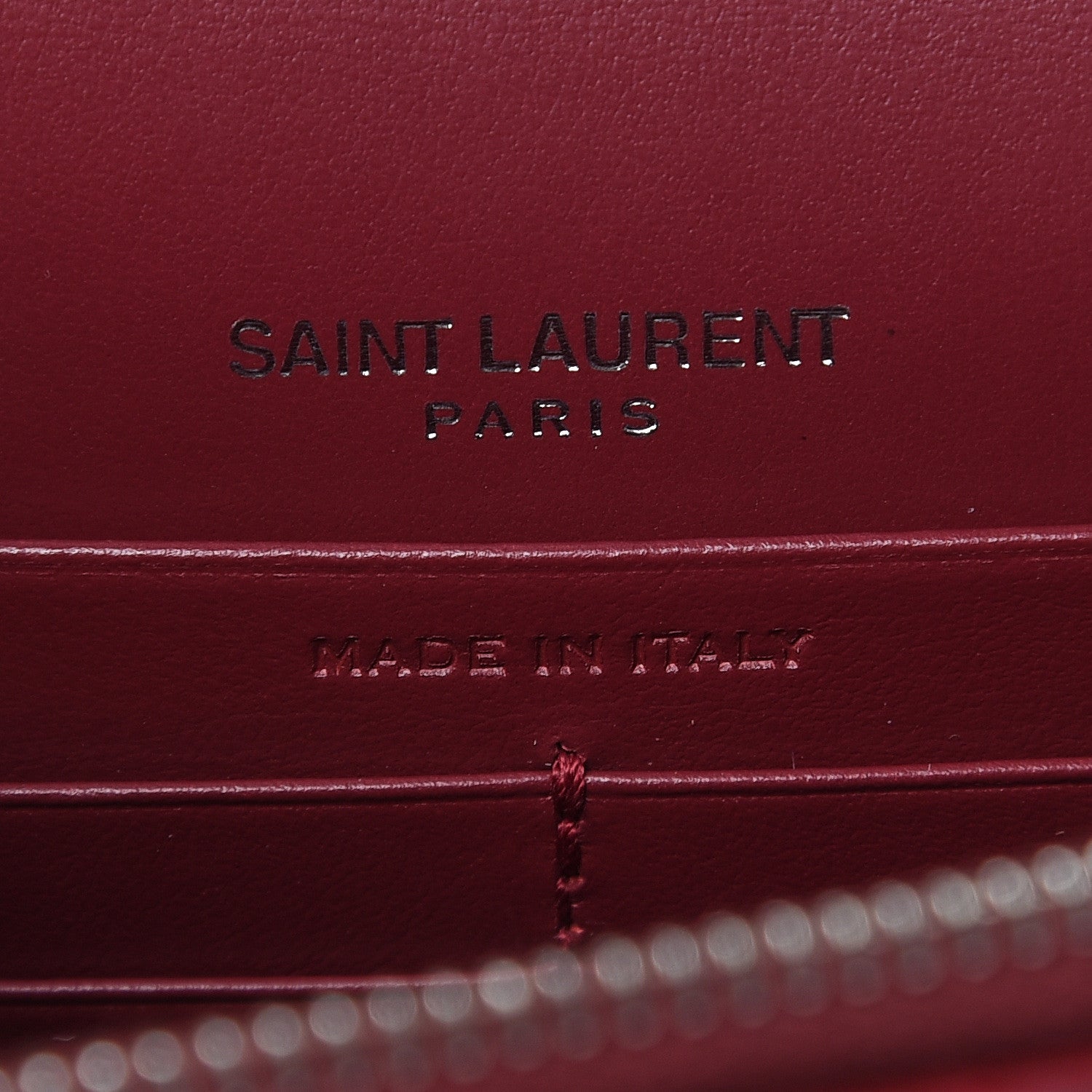 Saint Laurent Calfskin Crocodile Embossed Monogram Sunset Chain Wallet Amaretto 6 of 8