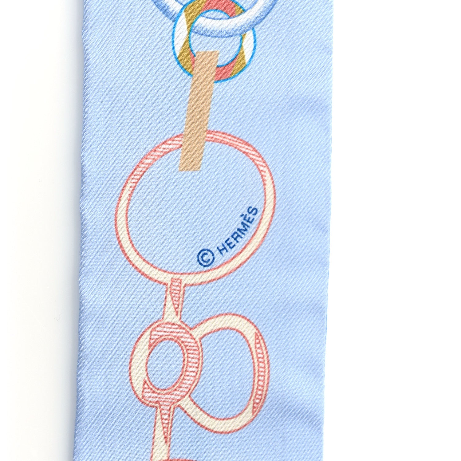 Hermes Silk Do Re Boucles Twilly Bleu Ciel Blue Cob 3 of 4