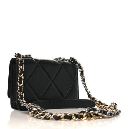 Chanel Goatskin Quilted Chanel 19 Wallet On Chain WOC Black 3 of 10
