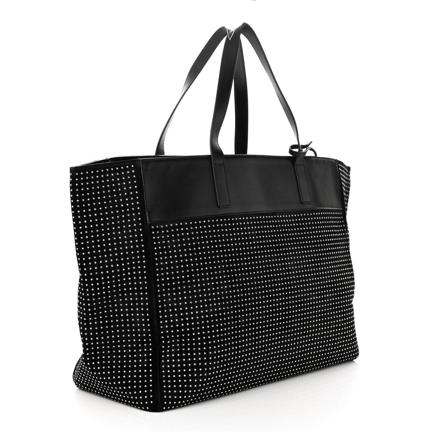 Saint Laurent Calfskin Suede Studded Reversible East West Shopping Tote Black 4 of 12