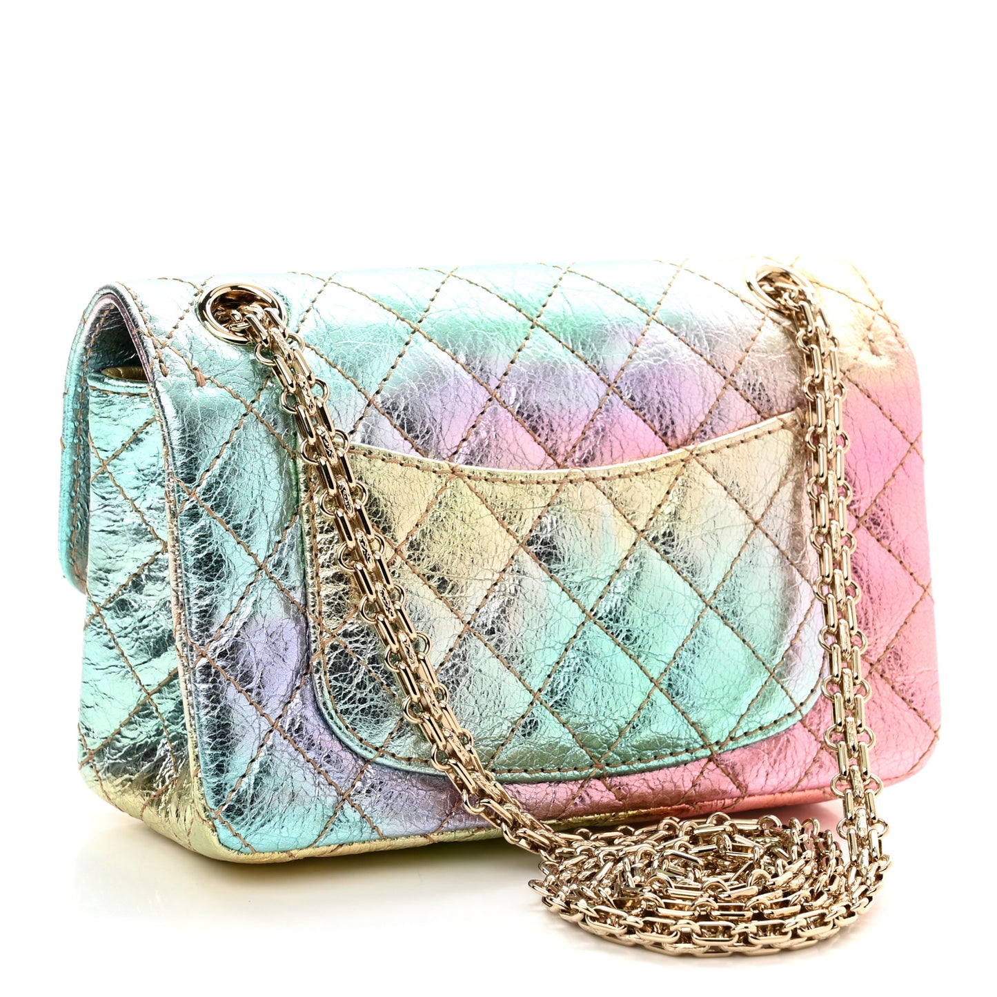 Metallic Goatskin Quilted Mini 2.55 Reissue Flap Multicolor