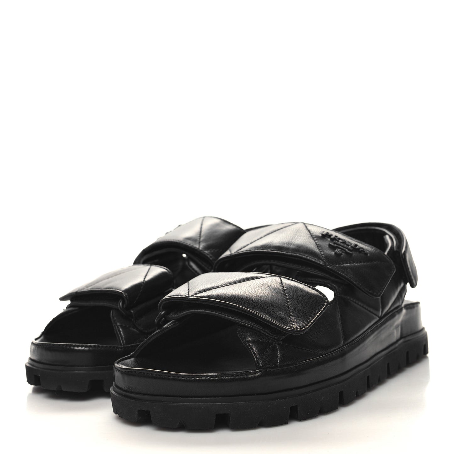 Nappa Quilted Padded Slingback Sandals 37 Black
