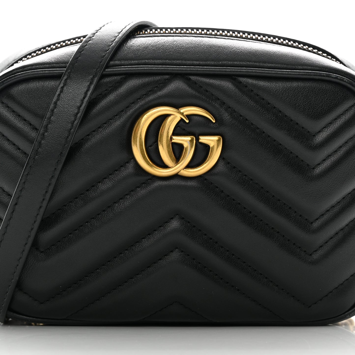 Calfskin Matelasse Mini GG Marmont Chain Shoulder Bag Black