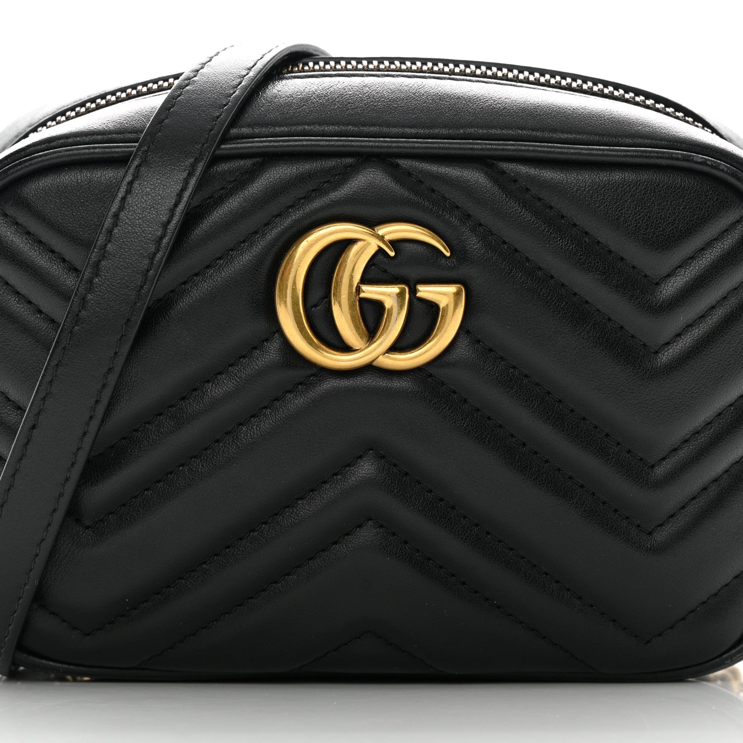 Gucci Calfskin Matelasse Mini GG Marmont Chain Shoulder Bag Black 8 of 13