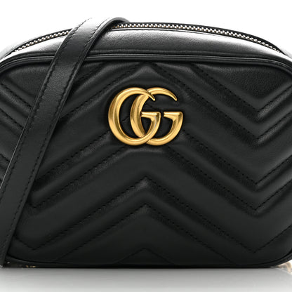 Gucci Calfskin Matelasse Mini GG Marmont Chain Shoulder Bag Black 8 of 13