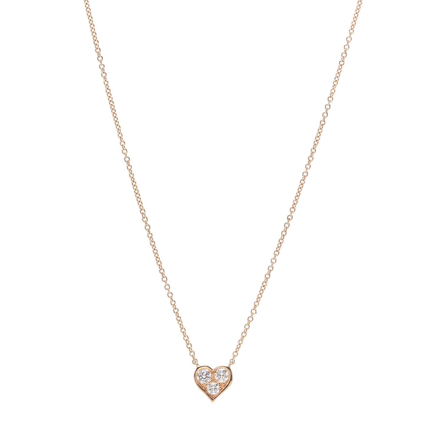 18K Rose Gold Diamond Heart Pendant Necklace