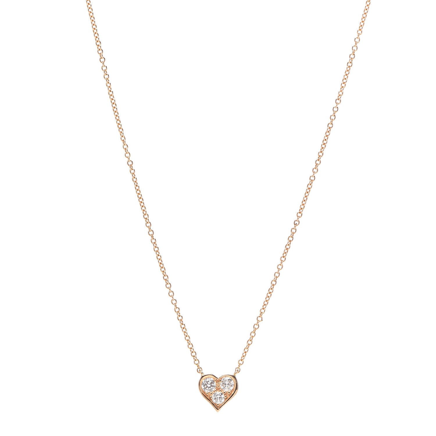 Tiffany 18K Rose Gold Diamond Heart Pendant Necklace 1 of 6