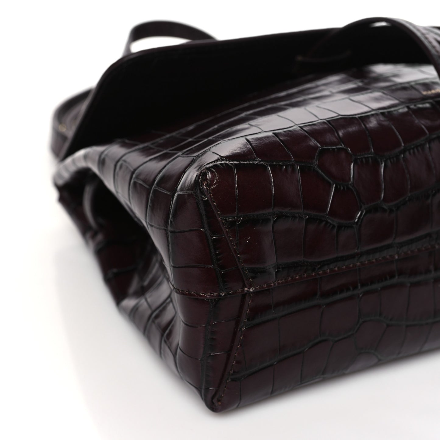 Calfskin Crocodile Embossed Lady Bag Burgundy