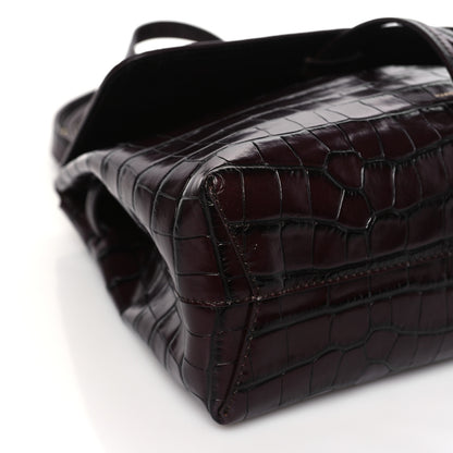 Mansur Gavriel Calfskin Crocodile Embossed Lady Bag Burgundy 7 of 8