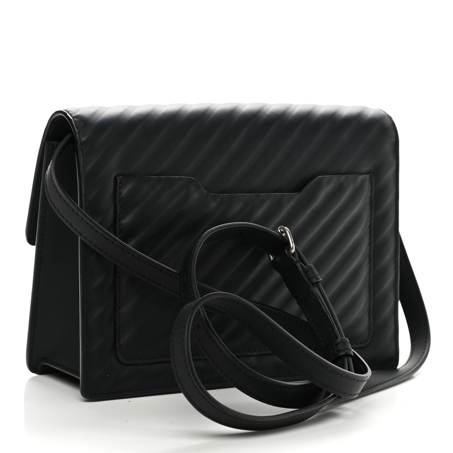 Calfskin Diagonal Quilted Jitney 2.0 Crossbody Bag Black