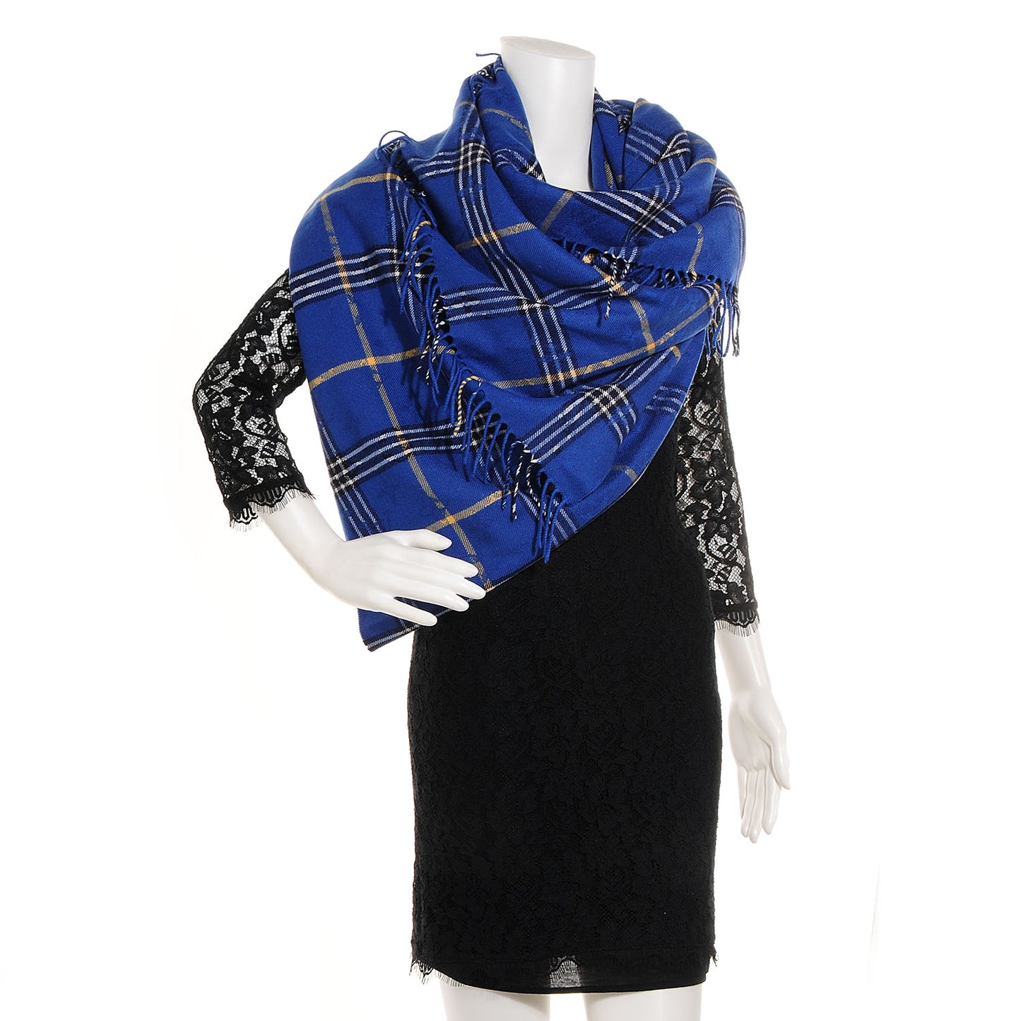 Wool Plaid Masai Tartan Rug Shawl Blue