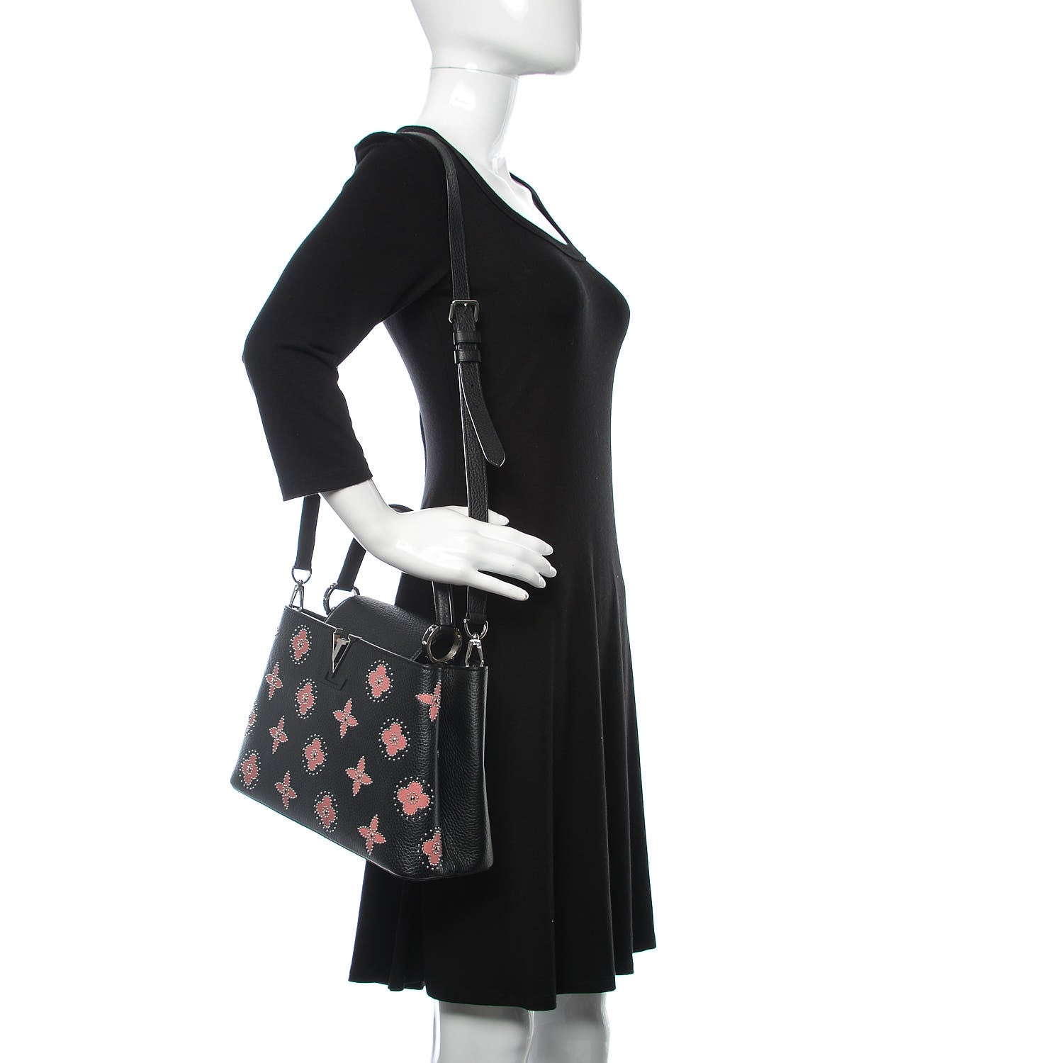 Louis Vuitton Taurillon Flowers Capucines PM Black 2 of 8