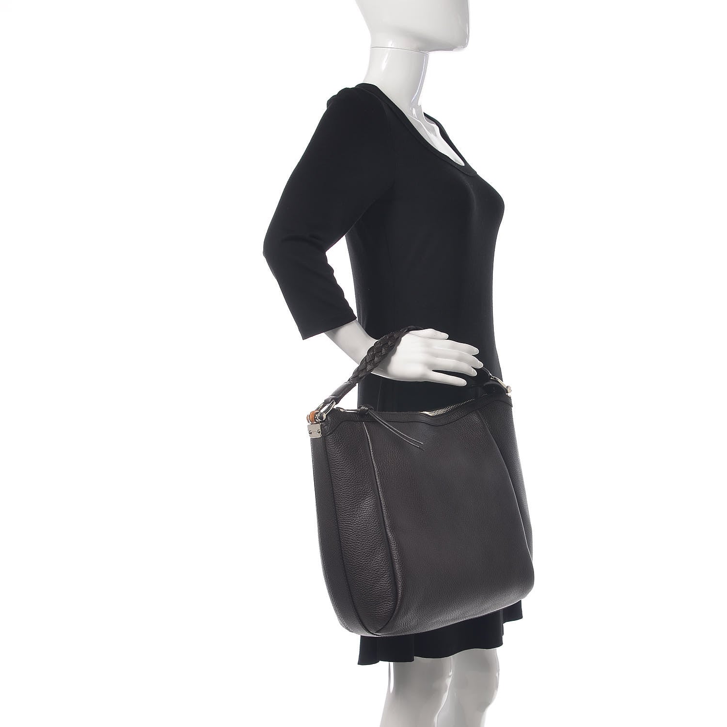 Gucci Grained Calfskin Bamboo Bar Hobo Dark Brown 2 of 10