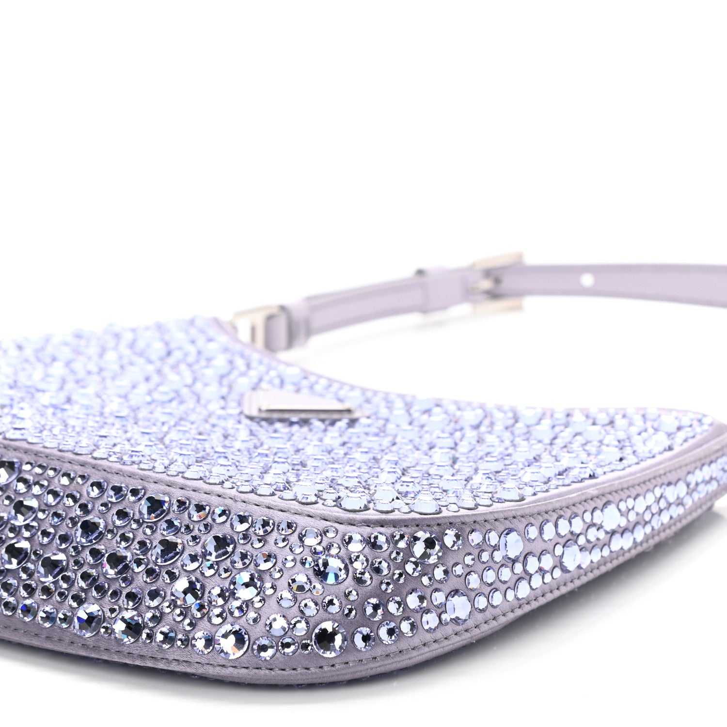 Prada Satin Crystal Cleo Adjustable Strap Shoulder Bag Glicine 7 of 7