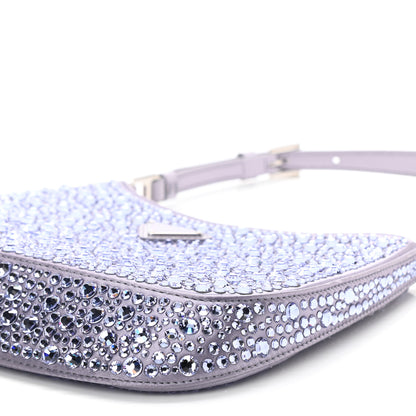 Prada Satin Crystal Cleo Adjustable Strap Shoulder Bag Glicine 7 of 7