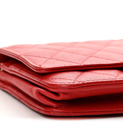 Chanel Caviar Quilted Golden Class Wallet On Chain WOC Red 10 of 14