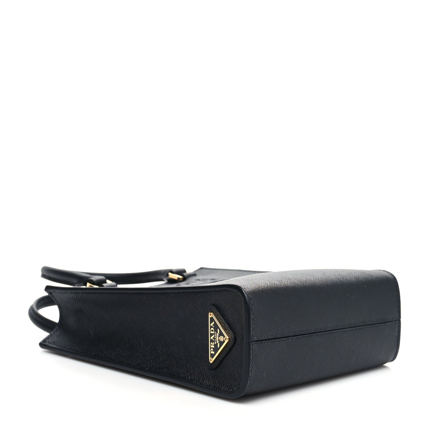 Saffiano Lux Embossed Logo Mini Shoulder Bag Black