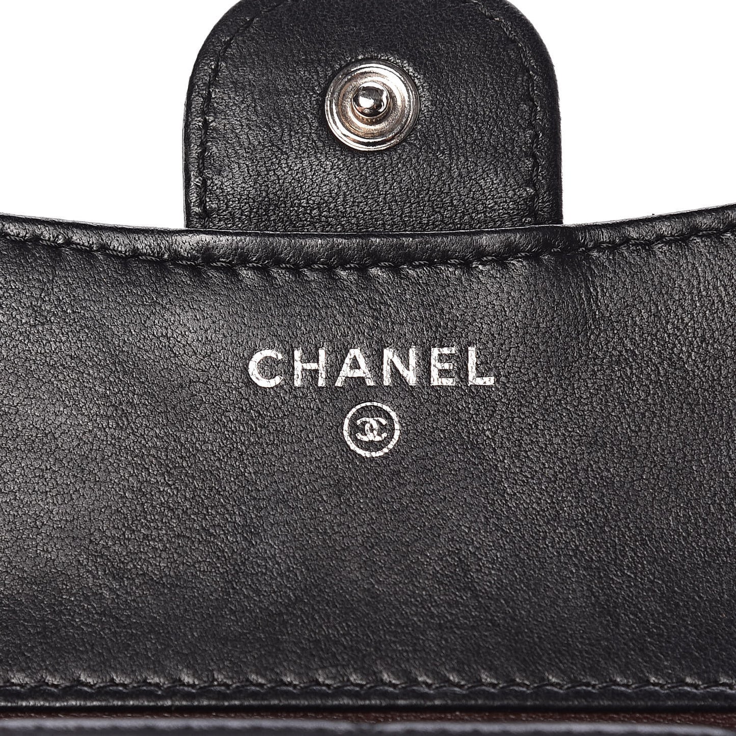 Lambskin Quilted Small Compact Wallet Black