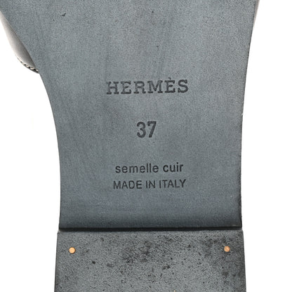 Hermes Box Calfskin Oran Sandals 37 Black 7 of 10
