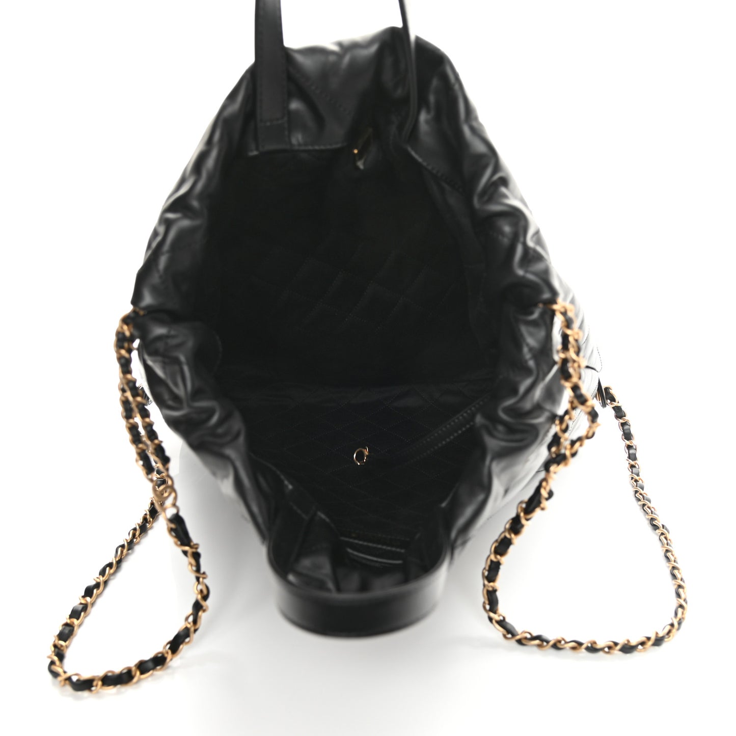 Shiny Calfskin Quilted Chanel 22 Backpack Black