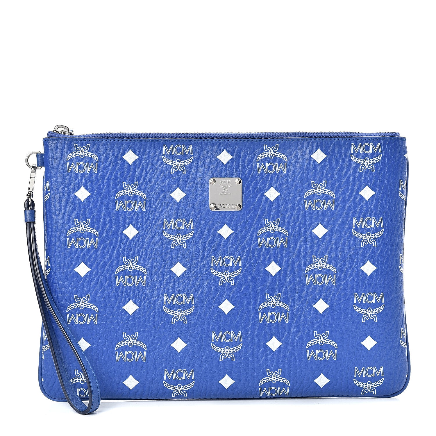 MCM Visetos Wristlet Zip Pouch Blue 1 of 8