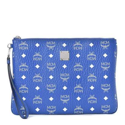 MCM Visetos Wristlet Zip Pouch Blue 1 of 8
