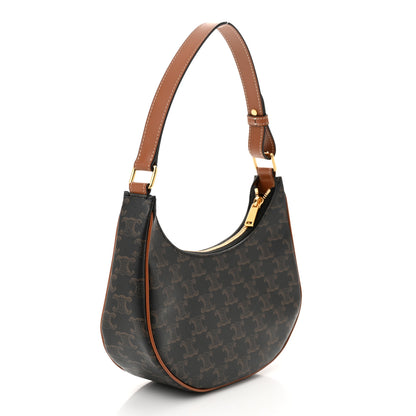 Celine Triomphe Canvas Calfskin Ava Shoulder Bag Tan 3 of 10