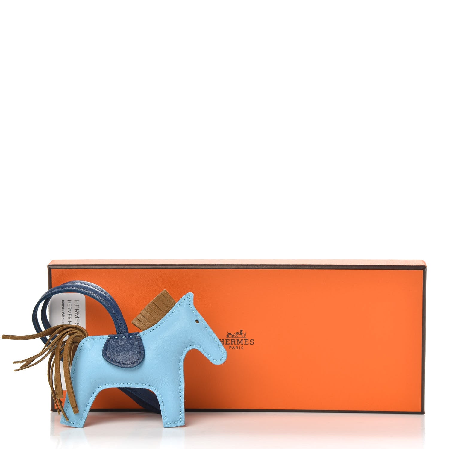 Hermes Milo Lambskin Grigri Rodeo Horse Bag Charm PM Celeste Bleu De Malte Kraft 4 of 4