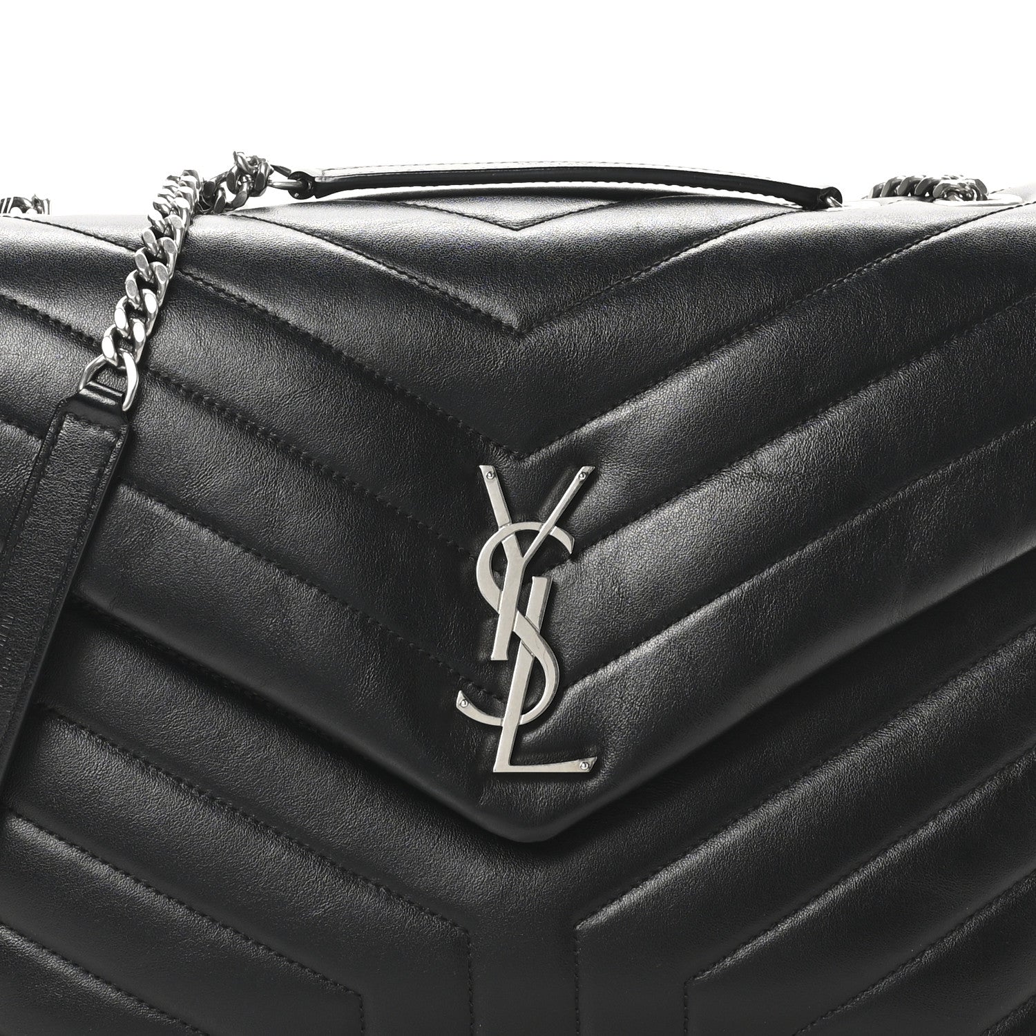 Saint Laurent Calfskin Y Quilted Monogram Medium Loulou Chain Satchel Black 8 of 10