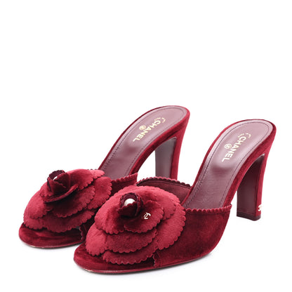 Chanel Suede Camellia Mule Sandals 39 Red 4 of 9