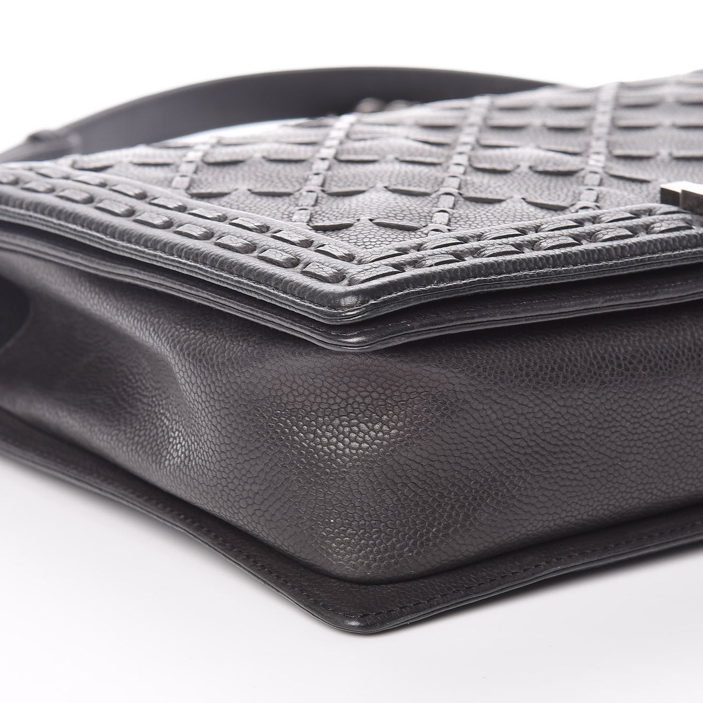 Caviar Stitched Large Boy Flap Black
