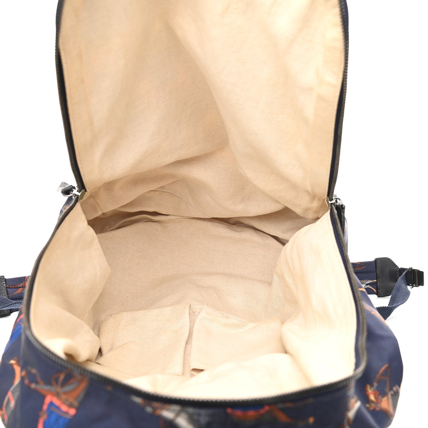 Nylon Horse Print Backpack Blue Red