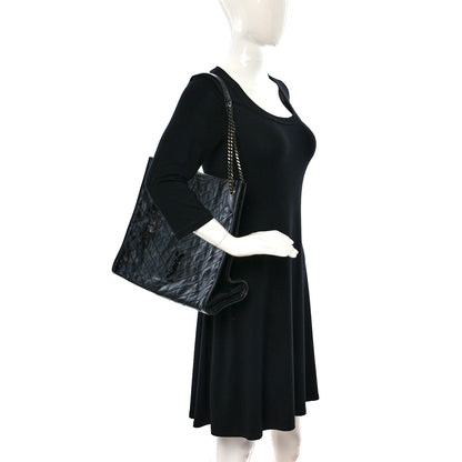 Saint Laurent Crinkled Calfskin Matelasse Monogram Niki Shoulder Bag Black 2 of 11