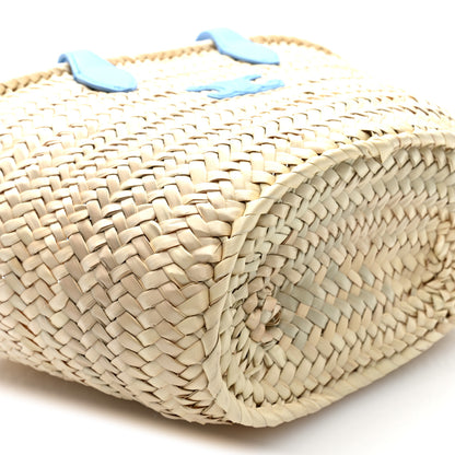 Celine Raffia Calfskin Triomphe Medium Panier Soft Blue 8 of 9