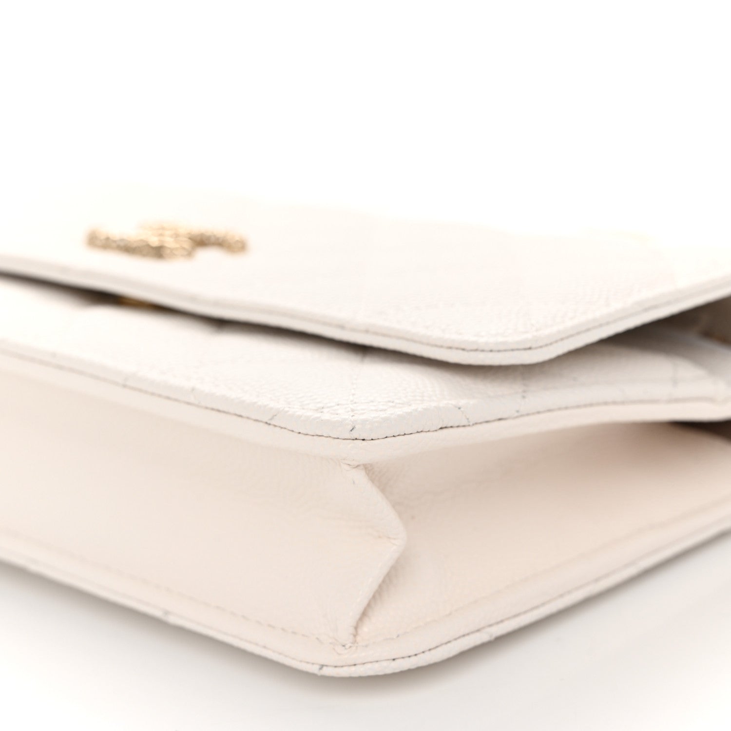 Chanel Caviar Quilted Perforated Metal CC Wallet On Chain WOC White 11 of 12